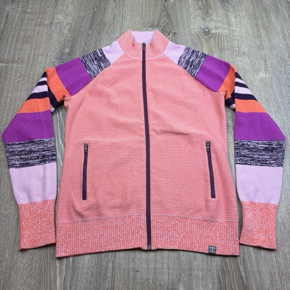 Title nine Jackets & Blazers - Title Nine Full Zip Ski Sweater Colorful Knit Mock Neck Pink Women's Size Medium